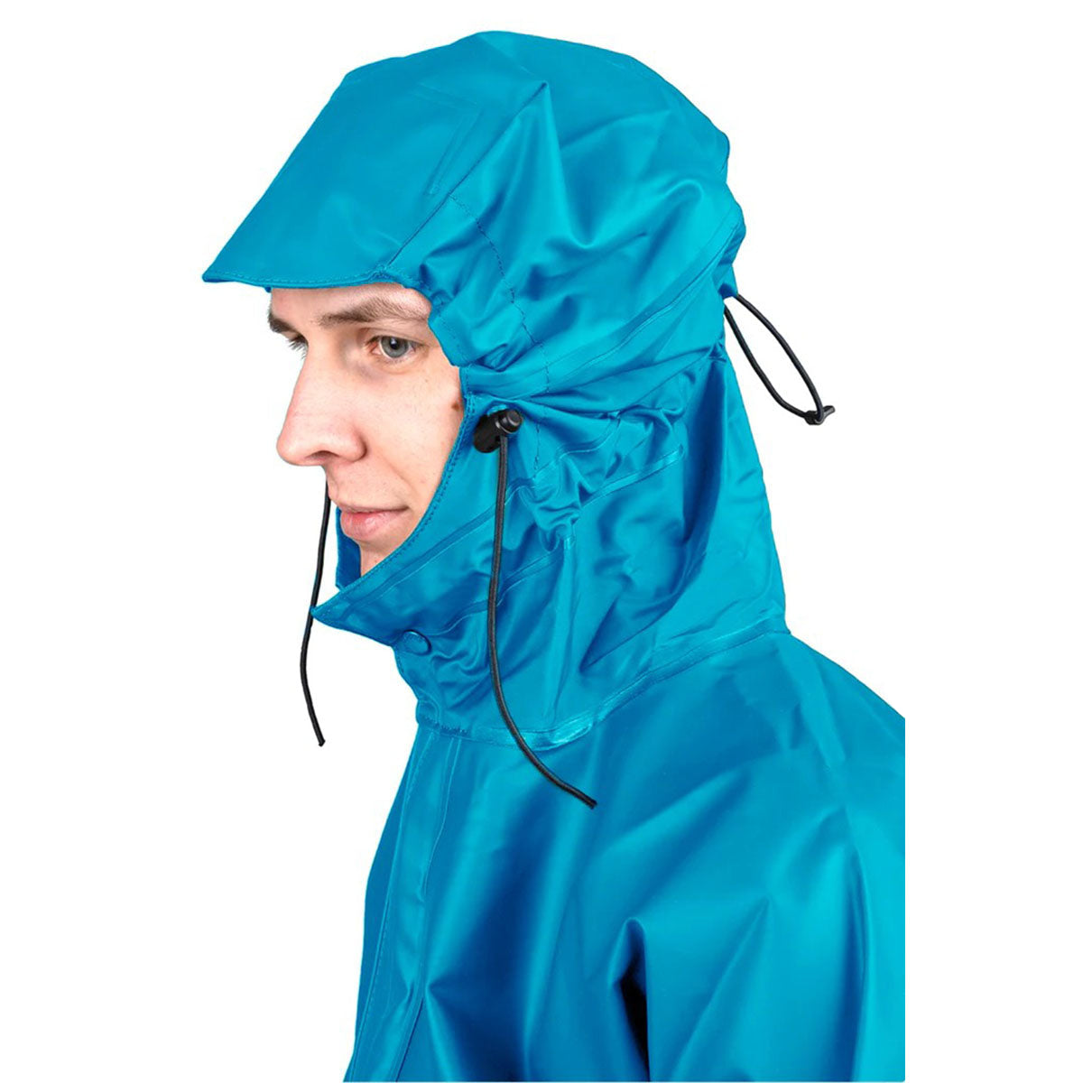 Person wearing a Guy Cotten Heracles waterproof jacket with Magic Hood 