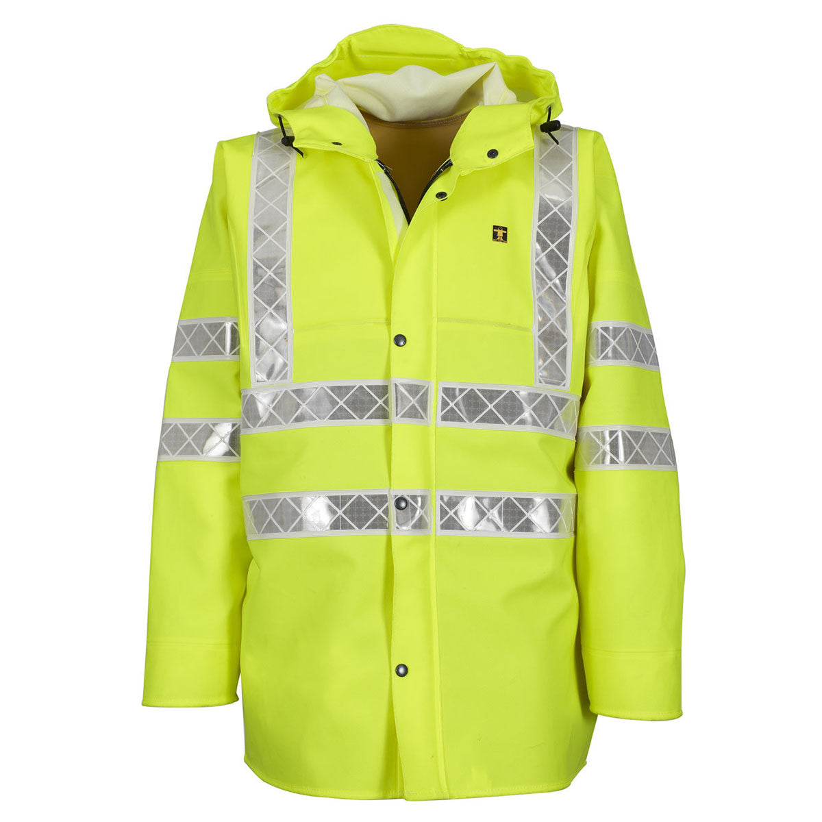 Yellow safety high visibility Guy Cotten Isoflash jacket with reflective stripes