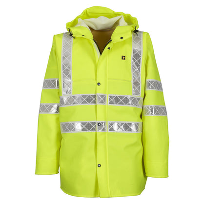 Yellow safety high visibility Guy Cotten Isoflash jacket with reflective stripes